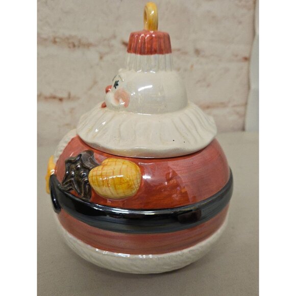 10" Santa Claus Ceramic Cookie Jar Hand-Painted By Heart Premier - Picture 4 of 7